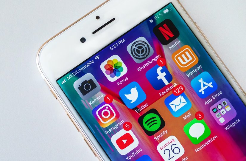 various social media marketing apps on a phone